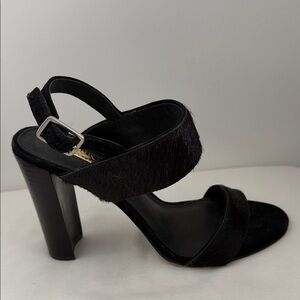 Ralph Lauren Black Textured Heels